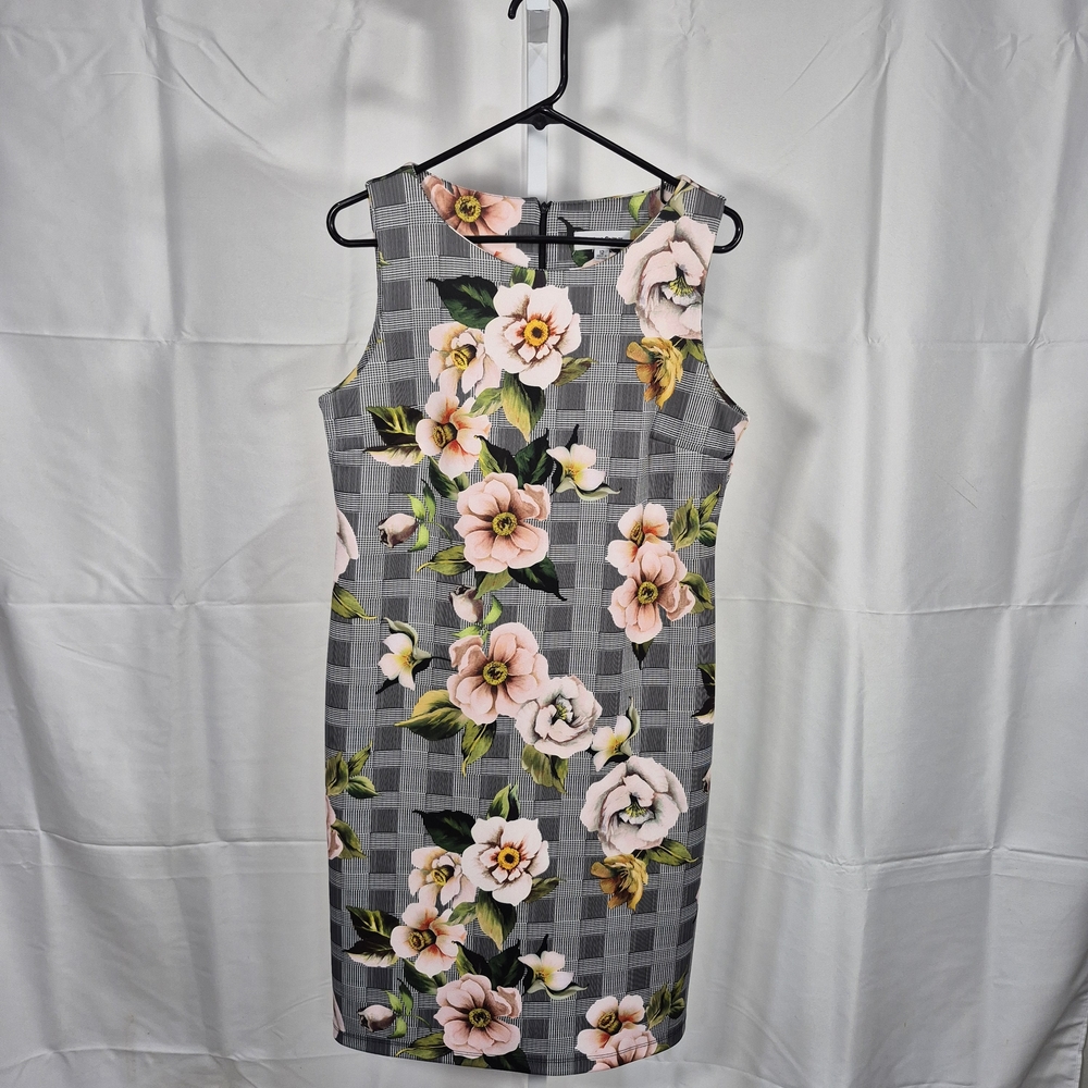 Sleeveless Floral Sheath Dress, Midi, Size 12